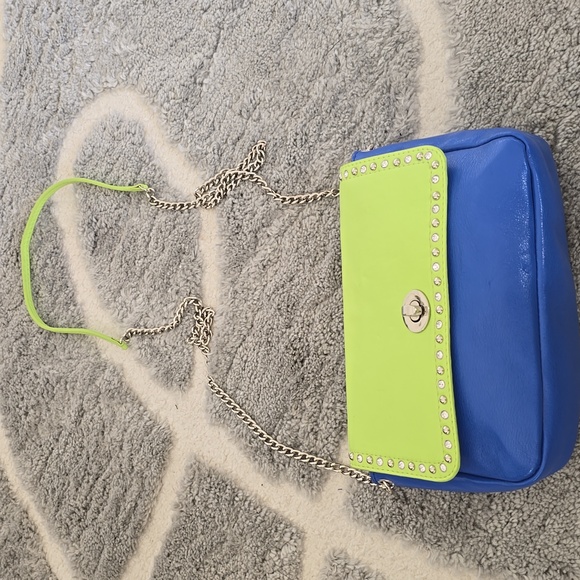 Colorblock florescent green and blue chain bag - Picture 1 of 3